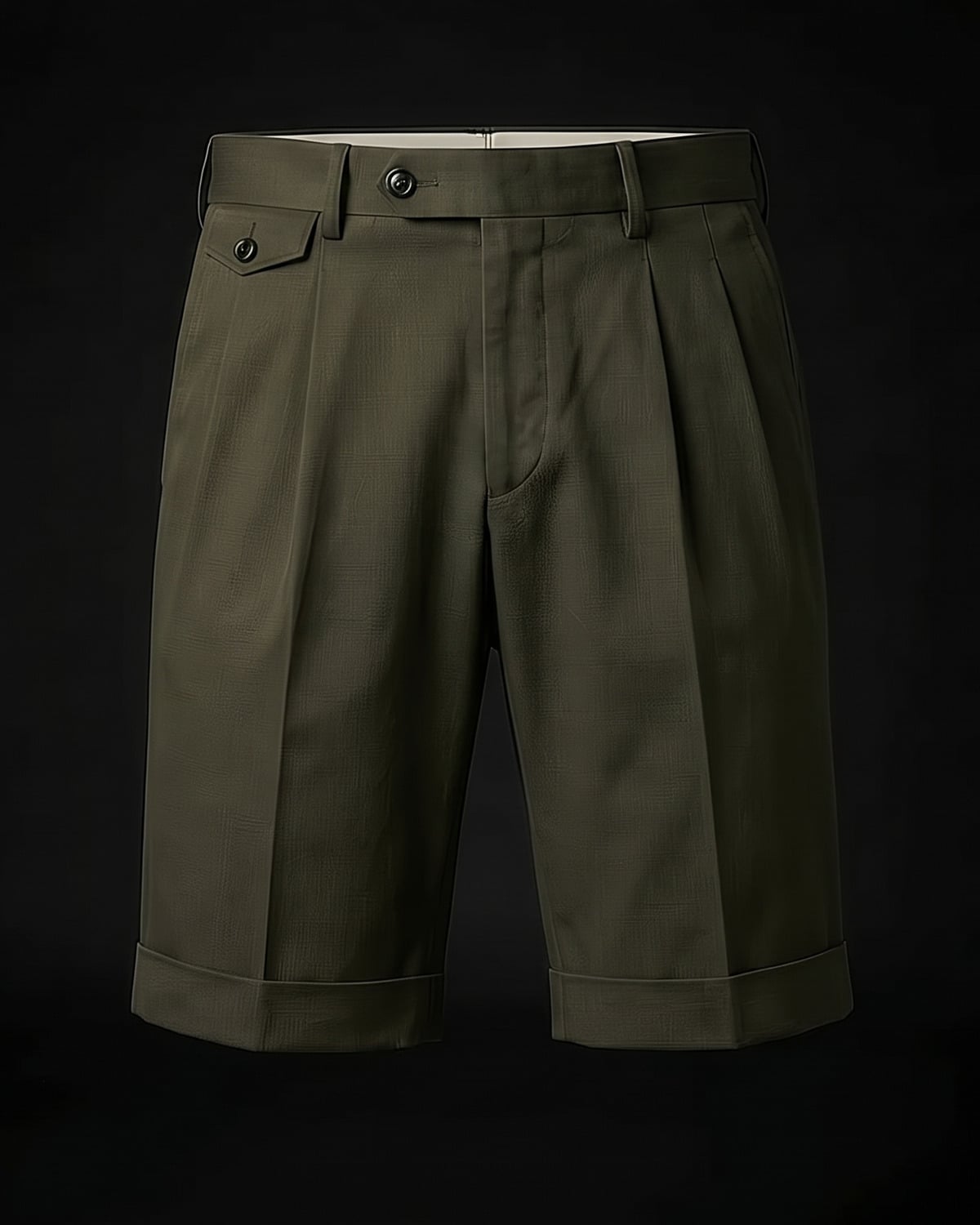Pleated shorts, olive