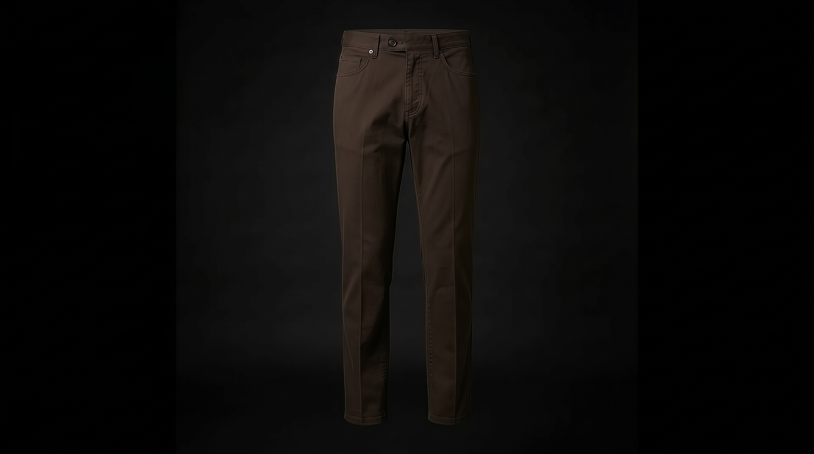 Five-pocket chino, brown — front view, closed