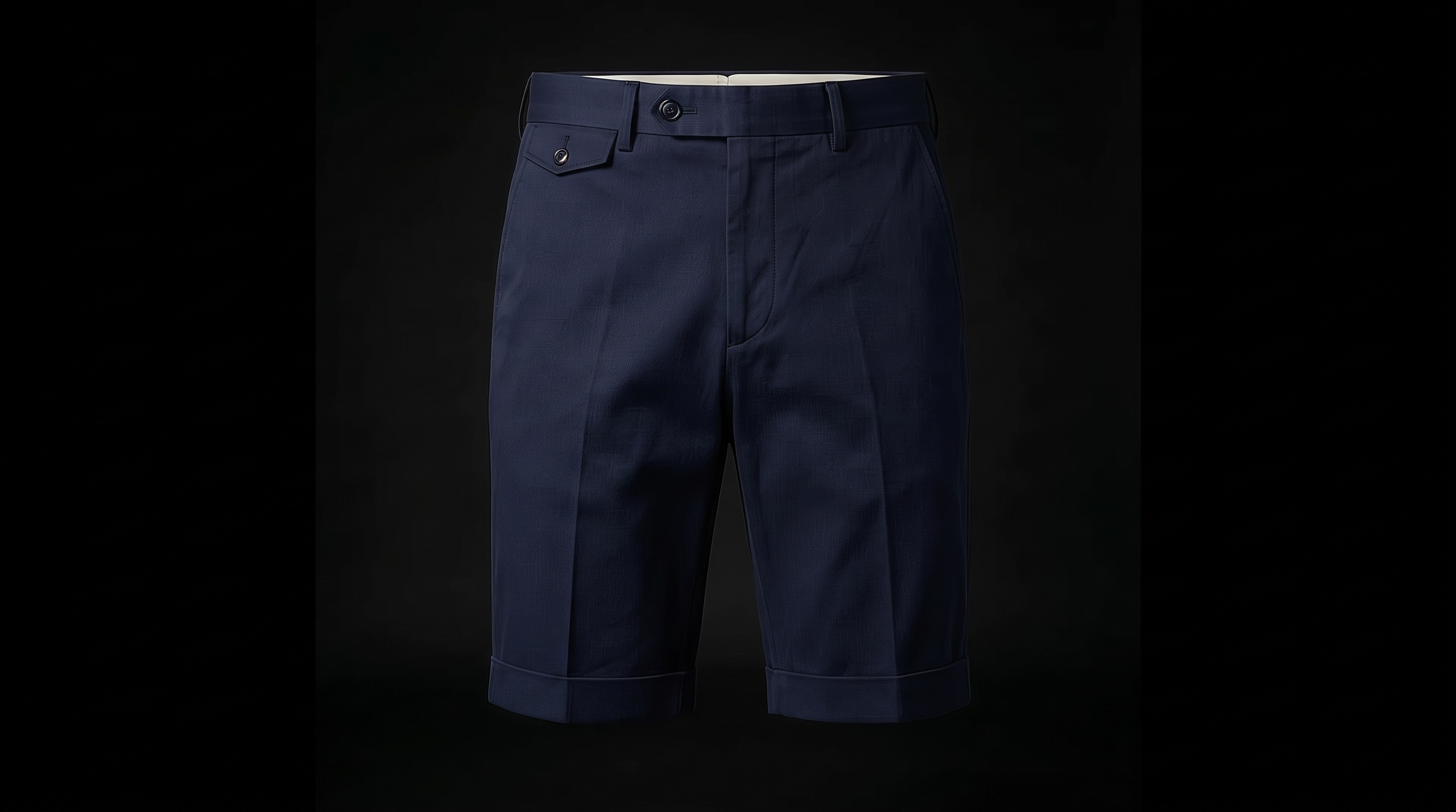 Chino shorts, navy — front view, closed